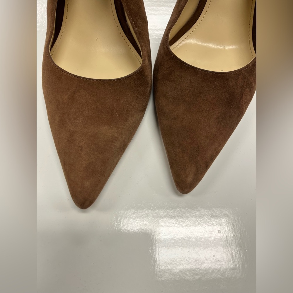 Nine West Feather‎ Pointy Toe Slingback Brown Suede Heels Sz. 12 - Picture 6 of 7